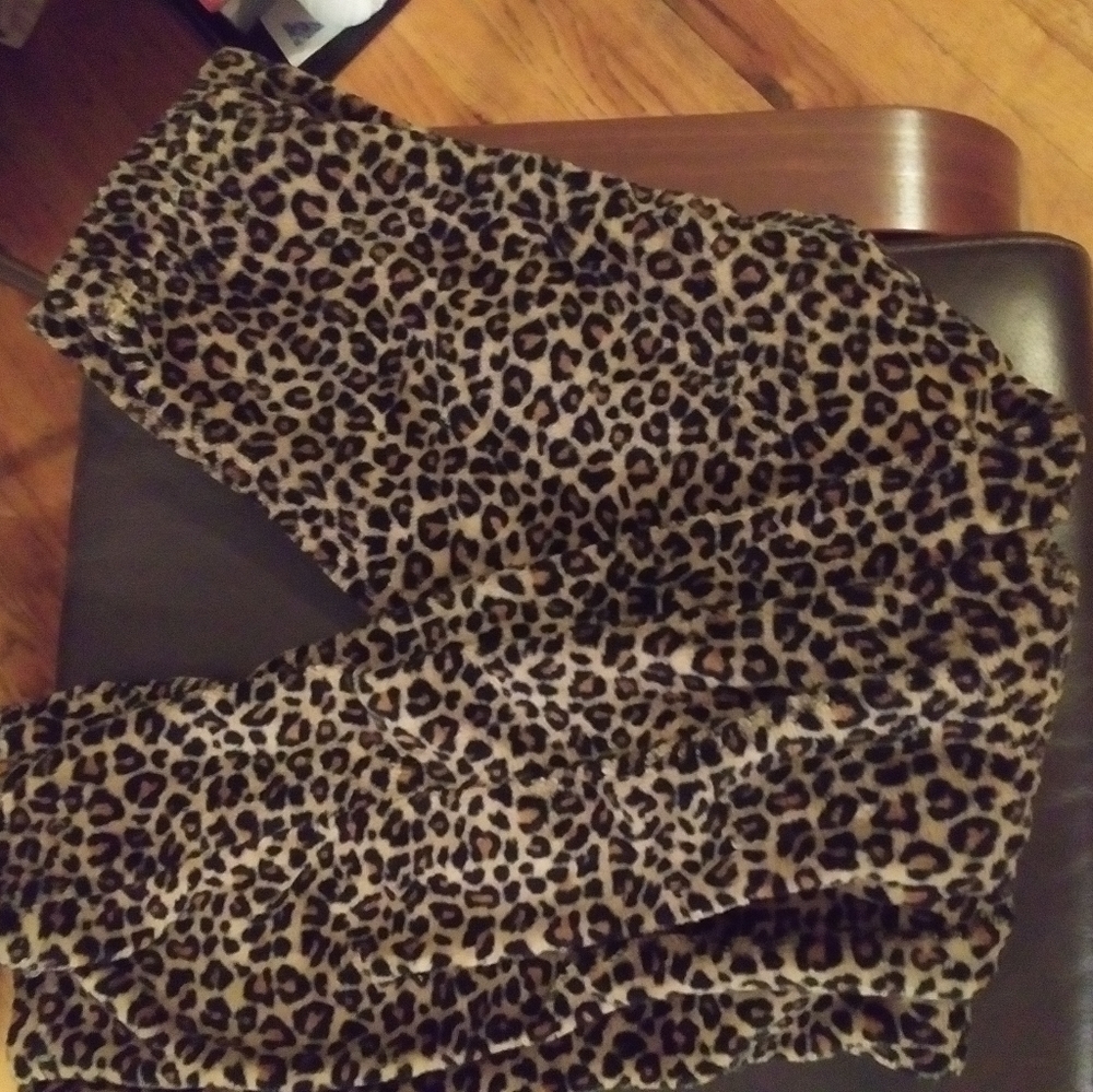 Fuzzy cheetah pajama pants